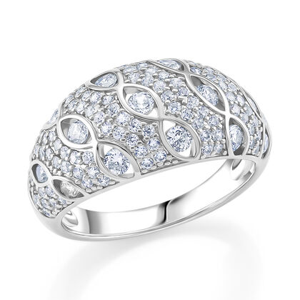 Wei&szlig;er Zirkonia Ring Nickelfreies Messing, Silbefarben, (Gr&ouml;&szlig;e 21.00) 2.00 ct