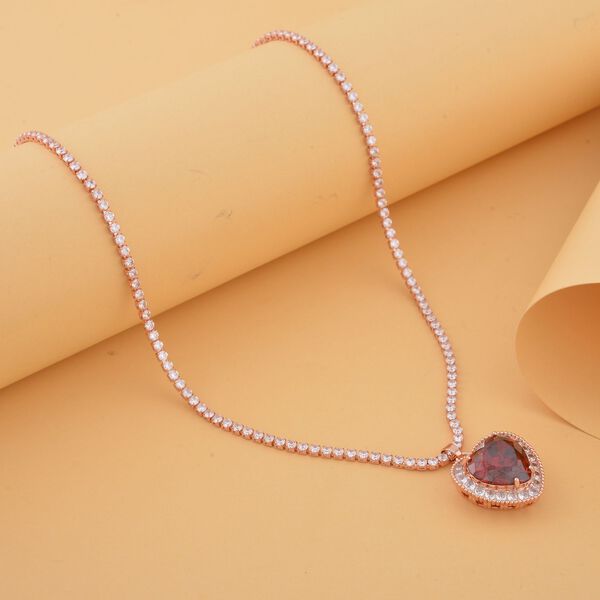 Granat Zirkonia Herz-Halskette 50 cm ca. 13,00 ct image number 1