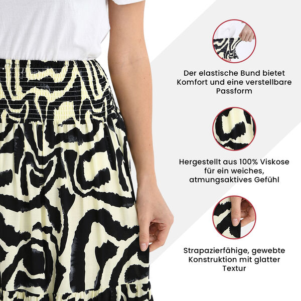 Maxirock mit Tier- und Blumenmuster, elastischer Bund, L&auml;nge 75 cm, Mehrfarbig image number 3