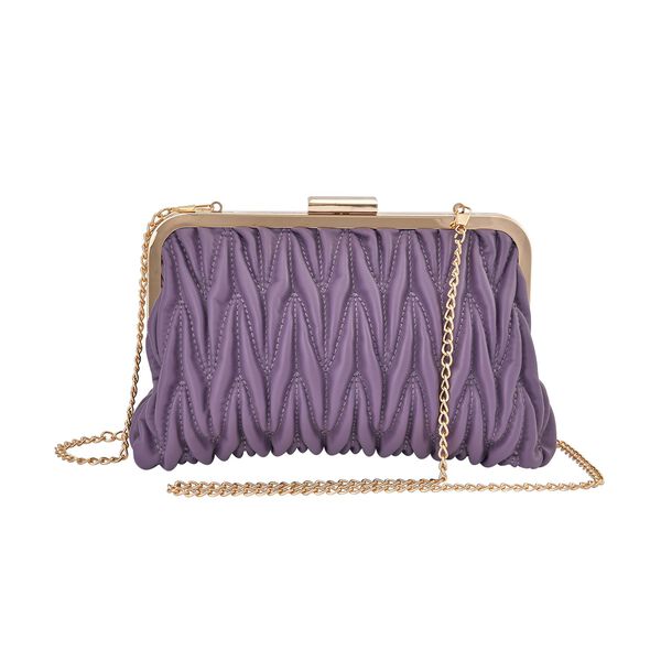 Clutch mit Metallschulterriemen in Stepp-Optik, Nude image number 0