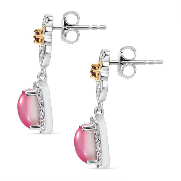 D'Joy Maulbeer Mondstein, Orissa Rose Granat Ohrringe 925 Silber Rhodiniert und 750 Gelbgold Vermeil ca. 3.86 ct image number 4