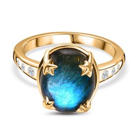 AAA Labradorit und Zirkon Ring - 5,95 ct.