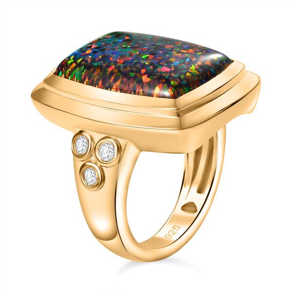 Labor schwarzer Opal und Zirkon-Ring - 5,73 ct. image number 5