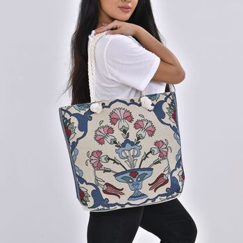 Jacquard gewebte Jute-Tasche, Suzani rot