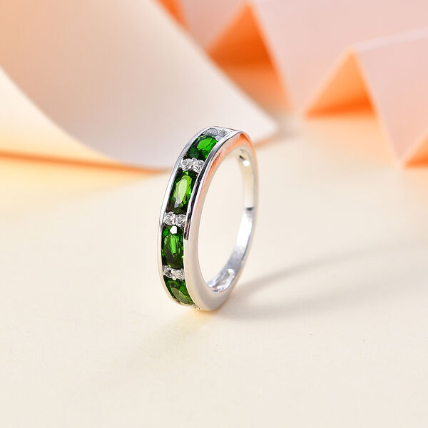 Nat&uuml;rlicher Chromdiopsid, Wei&szlig;er Zirkon Ring 925 Silber rhodiniert (Gr&ouml;&szlig;e 16.00) ca. 1,19 ct image number 2