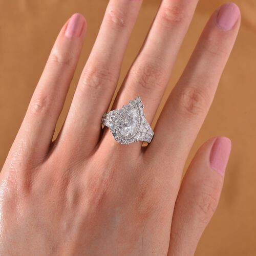 Moissanit Ring 925 Silber rhodiniert (Größe 18.00) ca. 4,08 ct image number 1