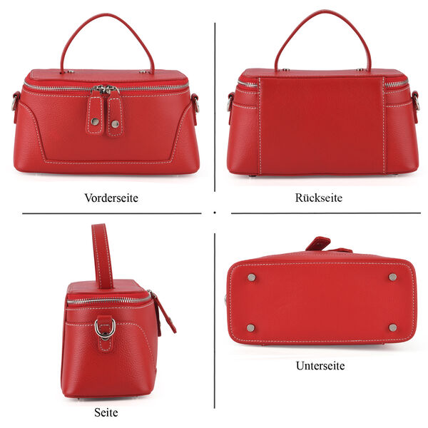 Echtleder City Crossbody-Tasche mit Tragegriff, Rot, 23.5x12x10 cm image number 4