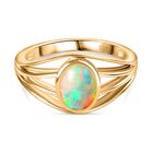 Natürlicher, äthiopischer Welo Opal Ring, 925 Silber Gelbgold Vermeil (Größe 18.00) ca. 0.77 ct