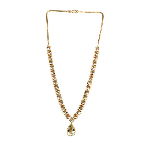 Prasiolith Halskette, ca. 45 cm, 925 Silber vergoldet, ca. 35.43 ct image number 4