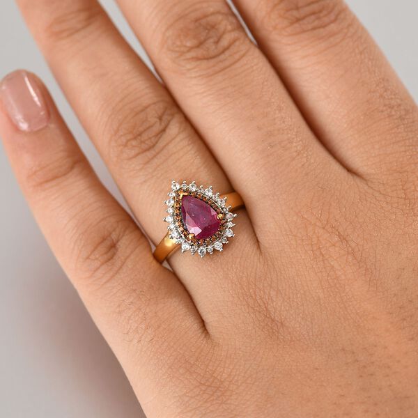 AA Afrikanischer Rubin, weißer und natürlicher Champagner Zirkon Ring - 2,31 ct. image number 2