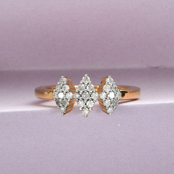 Diamant-Ring, 925 Silber Gelbgold Vermeil  ca. 0,33 ct image number 2