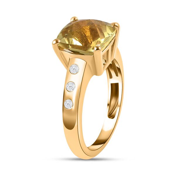 AA Ouro Verde-Quarz, Weißer Zirkon Ring 925 Silber 750 Gelbgold Vermeil (Größe 18.00) ca. 4,34 ct image number 5