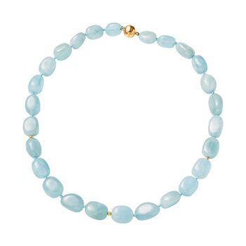 Aquamarin Halskette, ca. 50 cm, 925 Silber vergoldet, ca. 344.00 ct