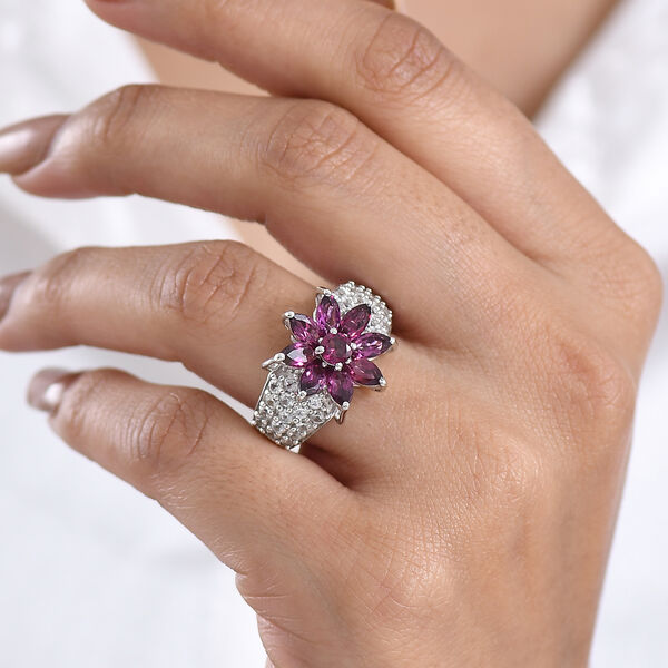 D'Joy AA nat&uuml;rlicher Rhodolith Granat und Zirkon Ring - 4,28 ct. image number 2