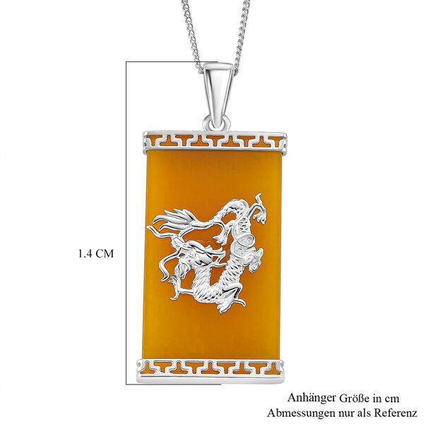 Gelbe Jade Drachen-Anh&auml;nger mit Kette, 925 Silber rhodiniert, ca. 16.76 ct image number 6