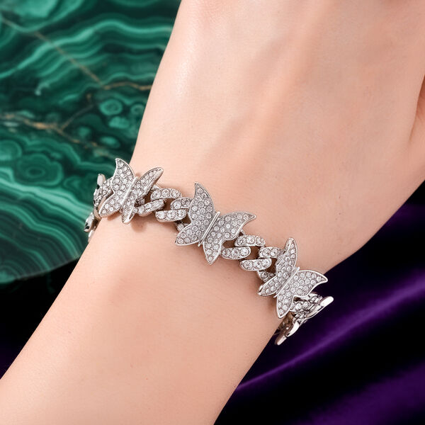 Wei&szlig;er Kristall Armband ca. 19 cm, Silberfarben image number 2