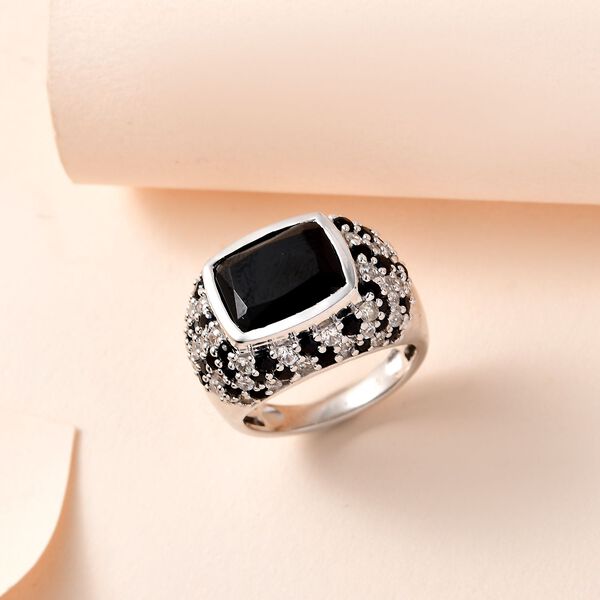 Schwarzer Spinell und Zirkon-Ring - 10,89 ct. image number 2