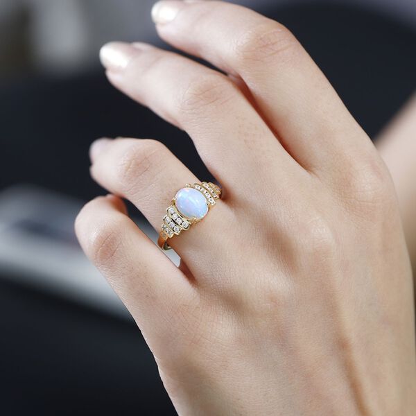 AA Natürlicher, äthiopischer Welo Opal und Weißer Zirkon Ring, ca. 1,71 ct image number 4