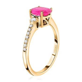 AAA Nat&uuml;rlicher Mosambik-Rubin, Wei&szlig;er Diamant Ring 585 Gold (Gr&ouml;&szlig;e 17.00) ca. 1,60 ct