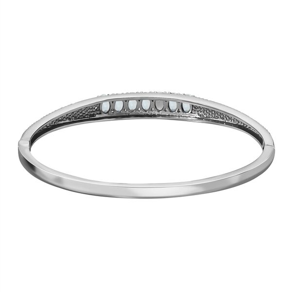 Himmelblauer Topas, Wei&szlig;er Zirkon Armreif ca. 18 cm Edelstahl ca. 3,95 ct. image number 5