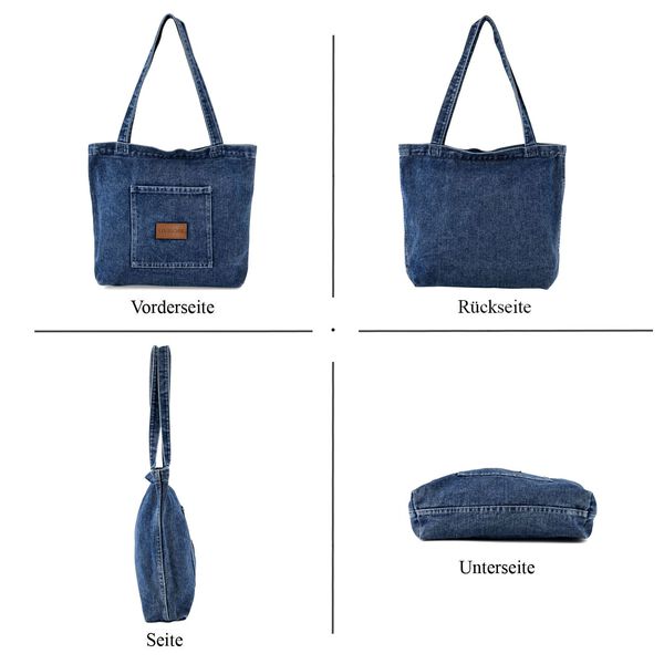 LIVMORE Shopper Tasche mit Rei&szlig;verschlussfach und Innenfach 42 x 34 x 8 cm Dunkelblau image number 6