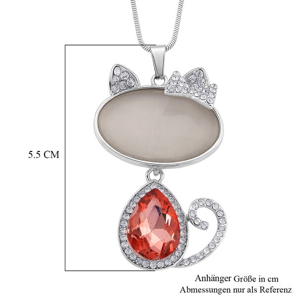 Erstellt wei&szlig;es Katzenaugen, Rosa Kristall Anh&auml;nger mit Kette ca. 63.5 cm + 5 cm Extender image number 6