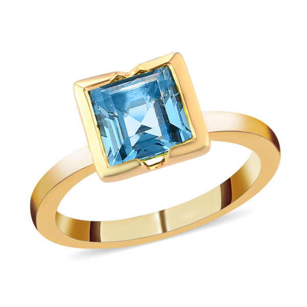 Schweizer Blautopas Solit&auml;r Ring 925 Silber vergoldet  ca. 2,10 ct image number 4