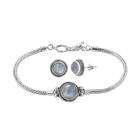 2er Set Royal Bali - Regenbogen Mondstein Armband und Ohrringe Schmuckset, 925 Silber ca. 7.00 ct