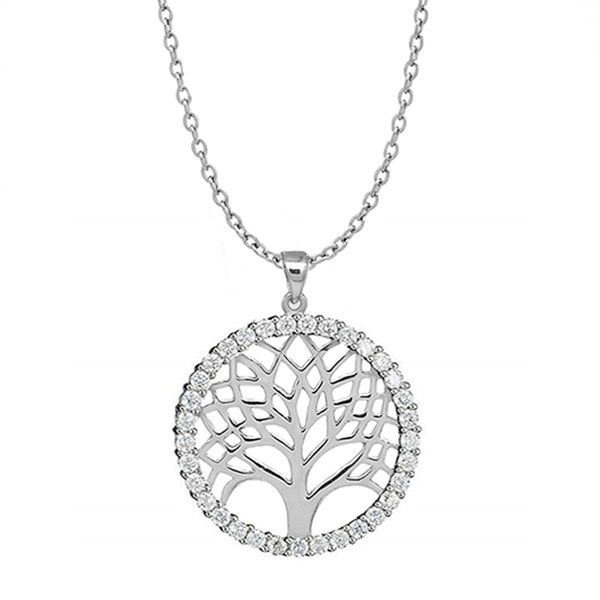 LUSTRO STELLA Zirkonia Baum des Lebens Anh&auml;nger mit 45cm Kette in Silber - 0,84