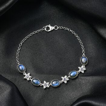 D'Joy AAA Labradorit, Iolit Armband ca. 19 cm 925 Silber rhodiniert ca. 7,15 ct.