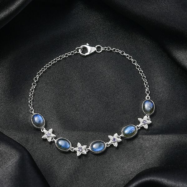 D'Joy AAA Labradorit, Iolit Armband ca. 19 cm 925 Silber rhodiniert ca. 7,15 ct. image number 2