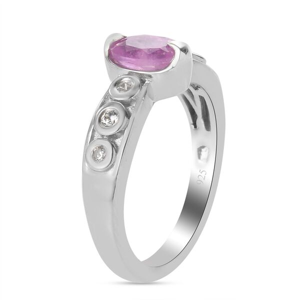 Fissure gefüllt Rosa Saphir und Zirkon Ring 925 Silber Platin-Überzug image number 5