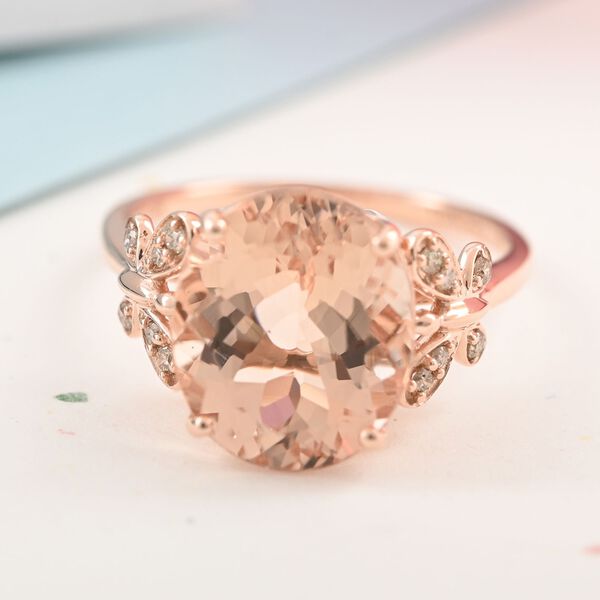 LUXORO AAA Marropino Morganit und Diamant Ring in 585 Roségold - 4,40 ct. image number 1