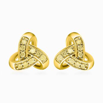 Gelbe Diamant Ohrringe, 925 Silber vergoldet ca. 0.25 ct