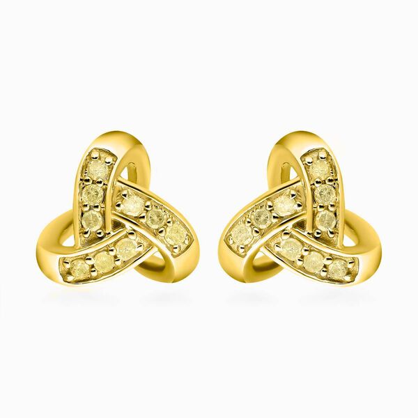 Gelbe Diamant-Ohrringe, 925 Silber vergoldet - 0,25 ct.