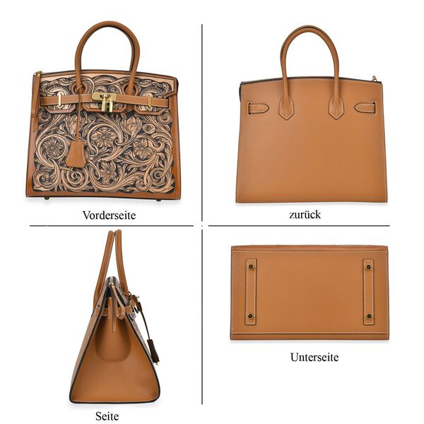 Grand Pelle  - Designer-inspirierte Echtleder Handtasche, braun image number 5