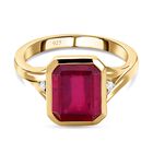 Afrikanischer Rubin (Fissure gefüllt) und weißer Diamant Ring, 925 Silber vergoldet (Größe 17.00) ca. 5.37 ct