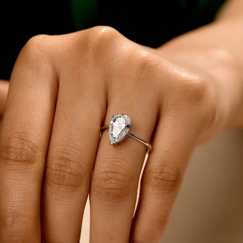 LUXURIANT DIAMOND- SGL zertifizierter VS-EF Labor Tropfenschliff Diamant Ring in 950 Platin - 2 ct. image number 3