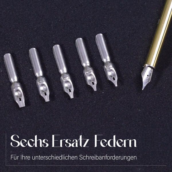 Vintage Kalligraphie-Schreibstift mit Tinte und Geschenkbox, Wei&szlig; image number 5
