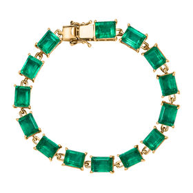 Smaragd-Quarz Triplette Armband ca. 20 cm 925 Silber 750 Gelbgold Vermeil ca. 40,68 ct.