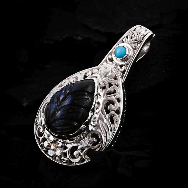 Royal Bali Kollektion - Labradorit und Sleeping Beauty Türkis Anhänger - 9,12 ct. image number 3