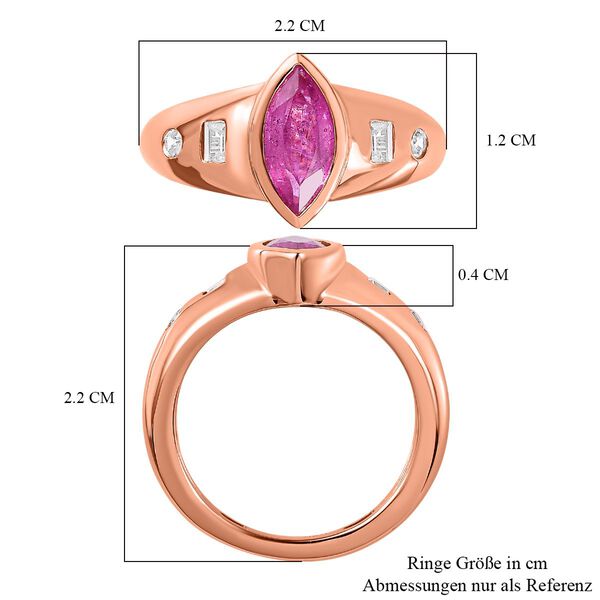 Ilakaka Rosa Saphir (Fissure gefüllt), weißer Zirkon Ring, 925 Silber Roségold Vermeil (Größe 20.00) ca. 1.75 ct image number 7