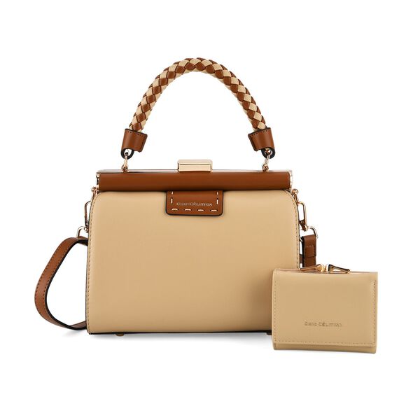 LA MAREY 2er Set Crossbody Tasche mit Geldb&ouml;rse PU 22 x 23 x 9 cm Beige