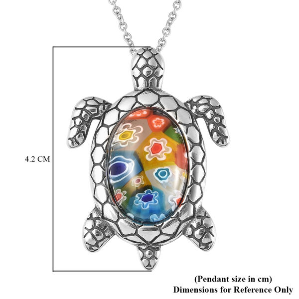 Murano Stil Mehrfarbig glas Anh&auml;nger mit Kette ca. 50 cm in Edelstahl image number 5