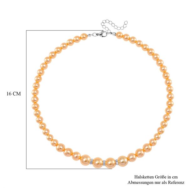 Goldene Muschelkernperlen und weiße Kristall, 45+5 cm image number 6