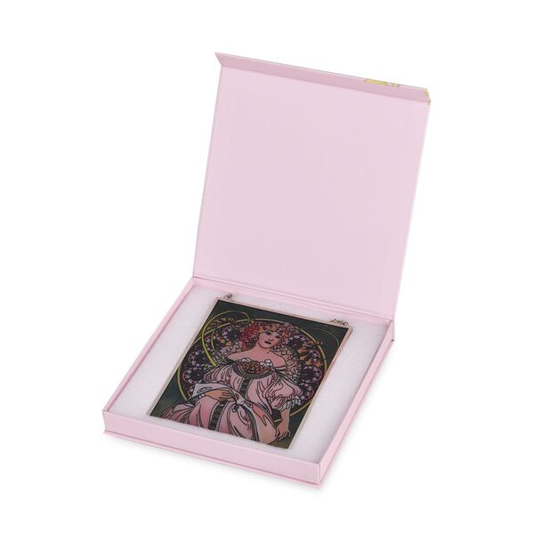 Handbemalter Glas-Sonnenf&auml;nger, Alphonse-Mucha-Motiv Frau mit Blumenornament, 12&times;15cm, Mehrfarbig image number 4