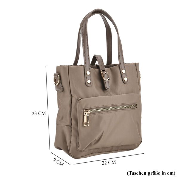 Nylon Crossbody Tasche, 22x23x9 cm, Dunkel Khaki image number 7