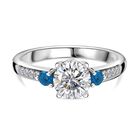 Moissanit, Neon Apatit Ring 925 Silber rhodiniert (Gr&ouml;&szlig;e 18.00) ca. 1,24 ct