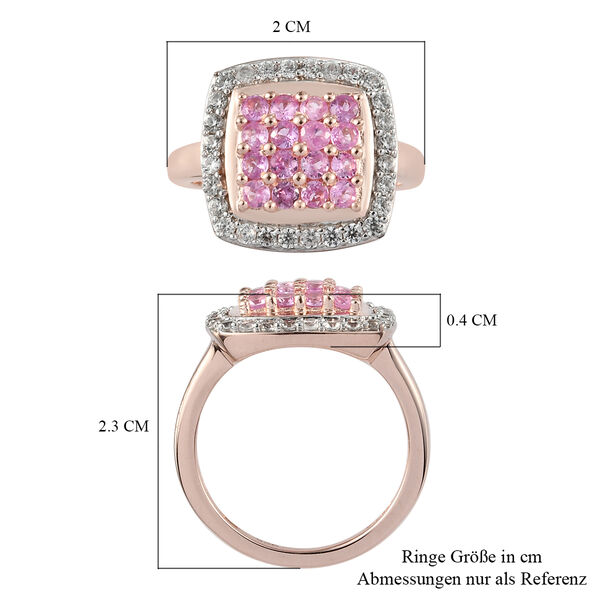 Rosa Saphir und Zirkon Ring, 925 Silber ros&eacute;vergoldet, 1,26 ct. image number 5