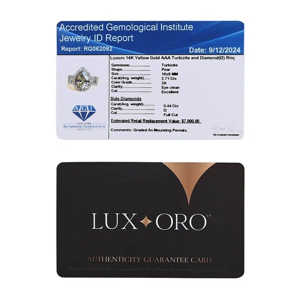 AAA Turkizit, Wei&szlig;er Diamant Ring 585 Gold (Gr&ouml;&szlig;e 20.00) ca. 3,15 ct image number 6